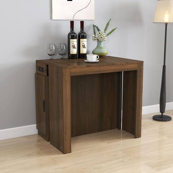 Modern Wood Multifunctional Extendable Outdoor Dining Table, Space