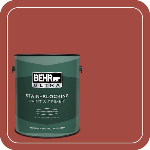 BEHR ULTRA 1 gal. #170D-7 Farmhouse Red Extra Durable Semi-Gloss Enamel Interior Paint & Primer