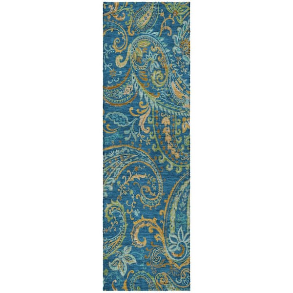 Dream Shag Premium Machine Washable Abstract ADS533 Navy 2 ft. x 7 ft. Runner Rug