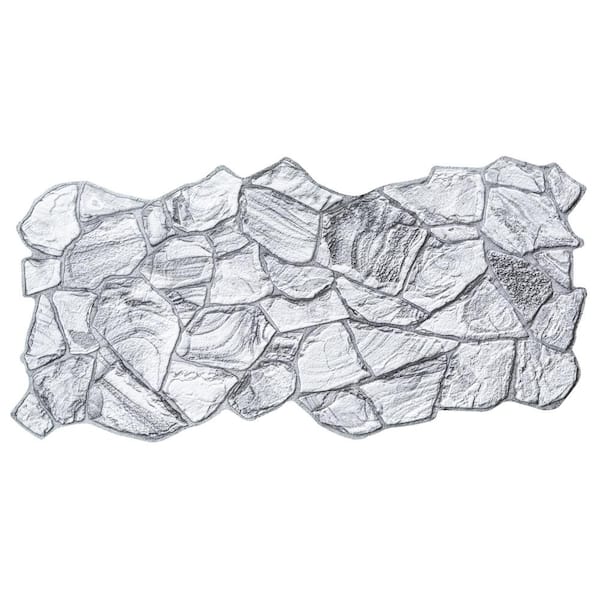 Dundee Deco 3D Falkirk Retro V 39 in. x 19 in. White Charcoal Faux Stone PVC Decorative Wall Paneling (5-Pack)