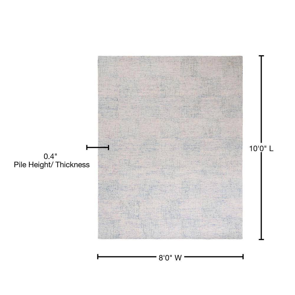 Blue and Ivory Hand-Tufted Wool 8' x 10' Area Rug