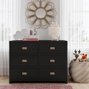 Mylan 6-Drawer Black Wood Dresser 45 in. L x 18.75 in. W x 33 in. H