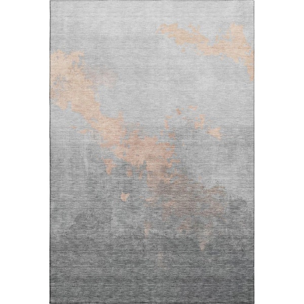 Mayfield Premium Machine Washable Abstract AMF1881 Peach 9 ft. x 12 ft. Area Rug