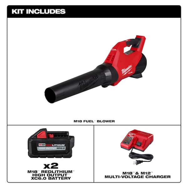 Milwaukee M18 fuel 120 MPH 500 CFM 18-Volt Brushless Cordless Handheld Blower with (2) 6.0 Ah and (4) 5.0 Ah Battery, (2) chargers