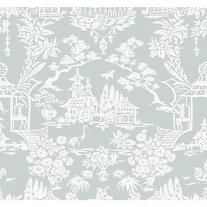 40.5 sq. ft. Blue Dusk Garden Chinoiserie Vinyl Peel and Stick Wallpaper Roll