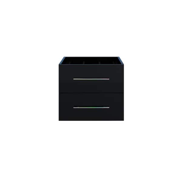 Napa 24 in. W x 22 in. D x 21 in. H Single Sink Bath Vanity Cabinet without Top in Glossy Black, Wall Mounted