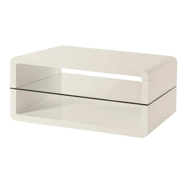 Coffee Table With Rounded Corners, Modern Low White Coffee Table
