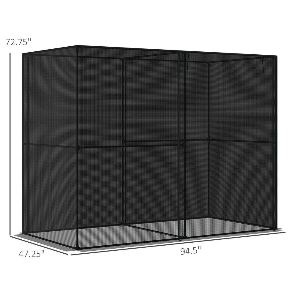 4ft x 8ft Black Lean-to Greenhouse with Zippered Doors