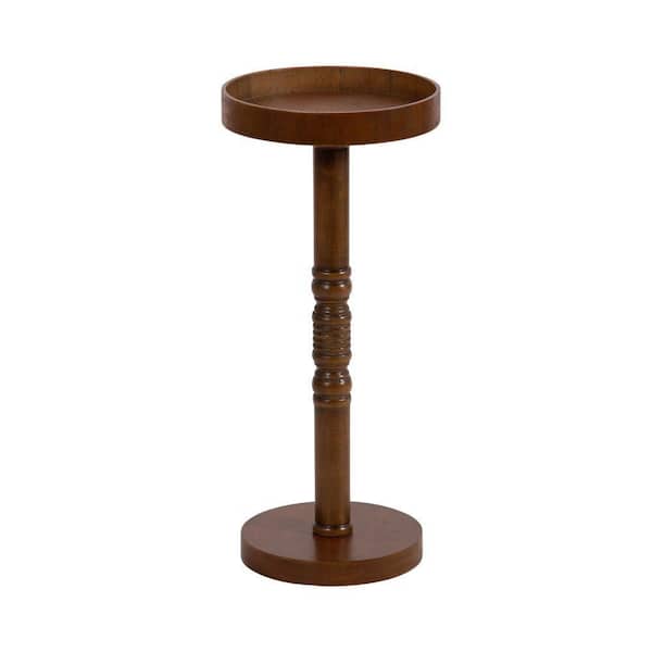 Bellport 10 in. Rustic Brown Round Wood End Table