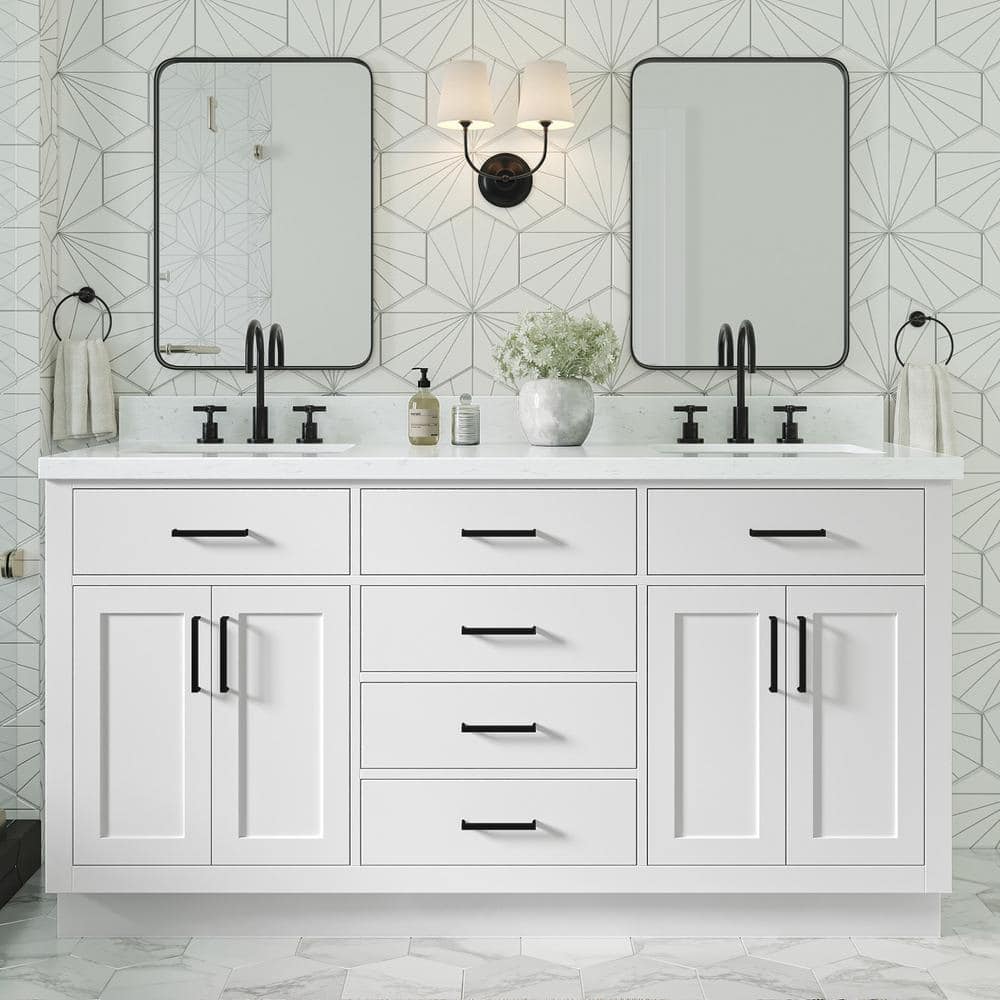 Hepburn 66" White Hardwood Freestanding Double Basin Vanity