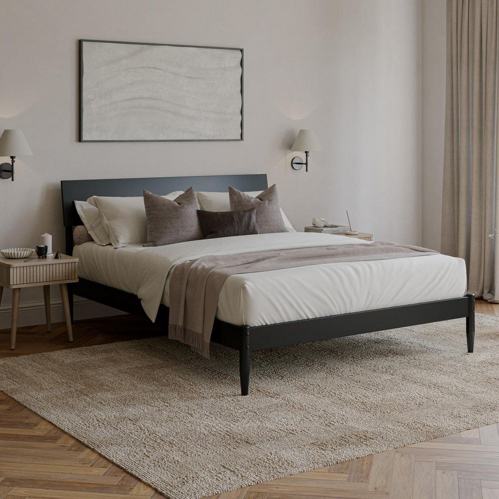 Bradford Black Wood Frame Queen Platform Bed with Adjustable Headboard price history on PriceWatchPro