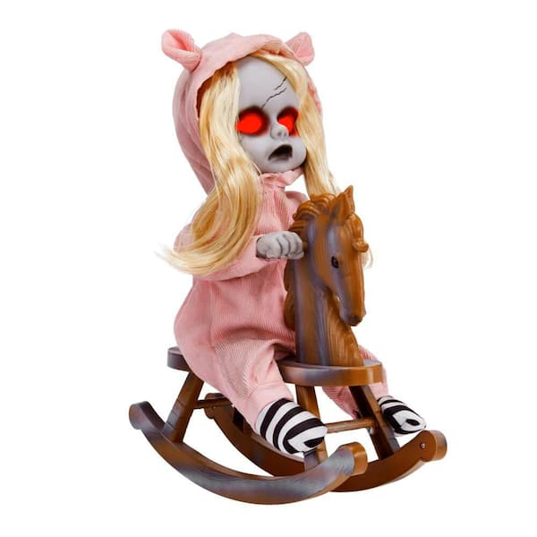 Creepy doll on rocking horse online