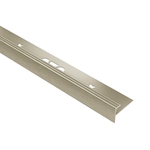 Vinpro-Step Brushed Nickel Anodized Aluminum 5/32 in. x 8 ft. 2-1/2 in. Metal Resilient Tile Edge Trim