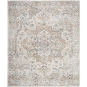 Astra Machine Washable Silver Grey 8 ft. x 10 ft. Distressed Traditional Area Rug