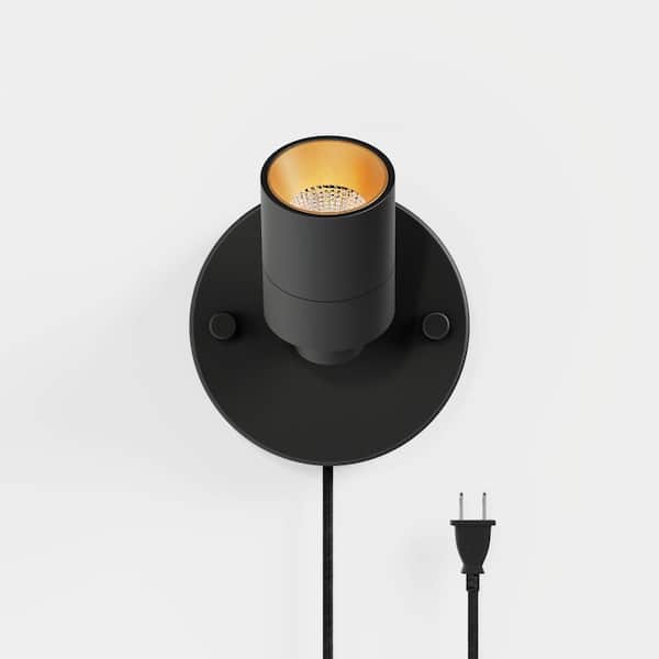 Vidalite Shura Matte Black Plug-In Spot Light with Dimmer Switch