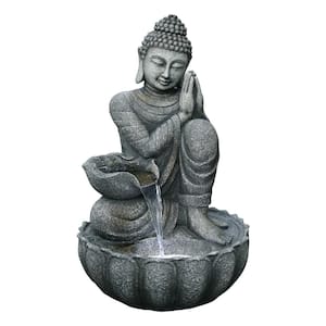 32 in. H Sitting Buddha Fountain with White LED