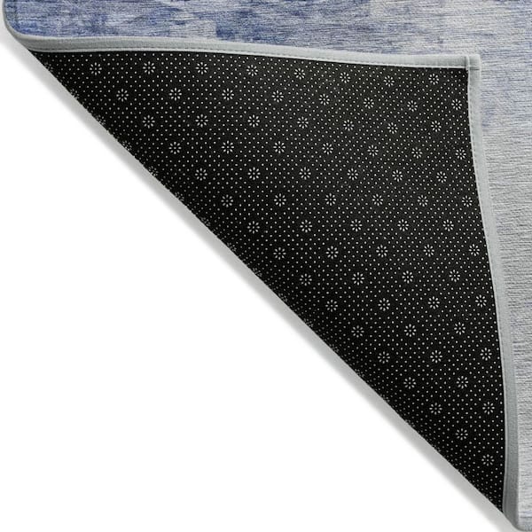 Denim Blue, Sky Blue 8 ft. x 10 ft.  Woven Abstract Polyester Rectangle Indoor / Outdoor Area Rug
