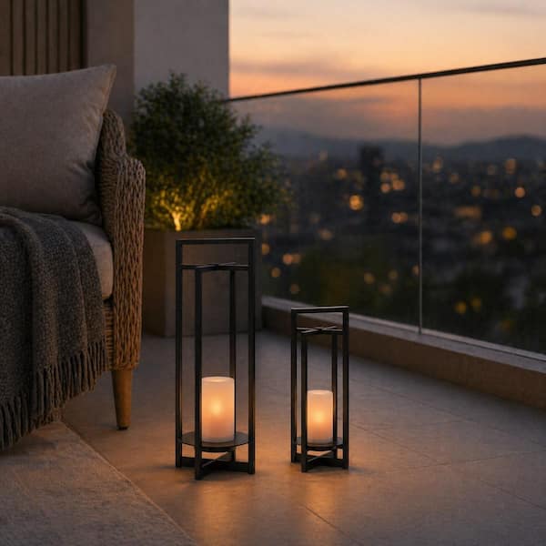 ALOA DECOR H24'' Large Solar-Powered Outdoor Lantern with