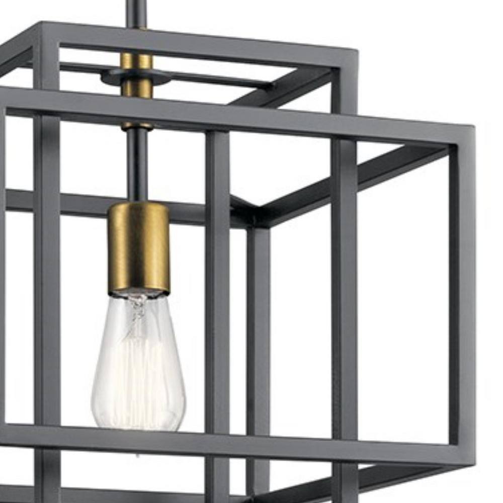 Modern Matte Black and Gold 12" Ceiling Pendant with Glass Accents