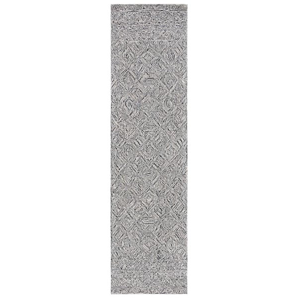 Textual Black/Ivory 2 ft. x 9 ft. Abstract Border Runner Rug