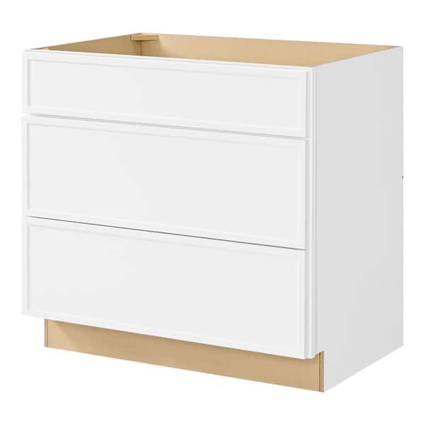Leyton 36 in. W x 24 in D x 34.5 in H Ready to Assemble Plywood Slim Shaker Cooktop Base Kitchen Cabinet in Alpine White