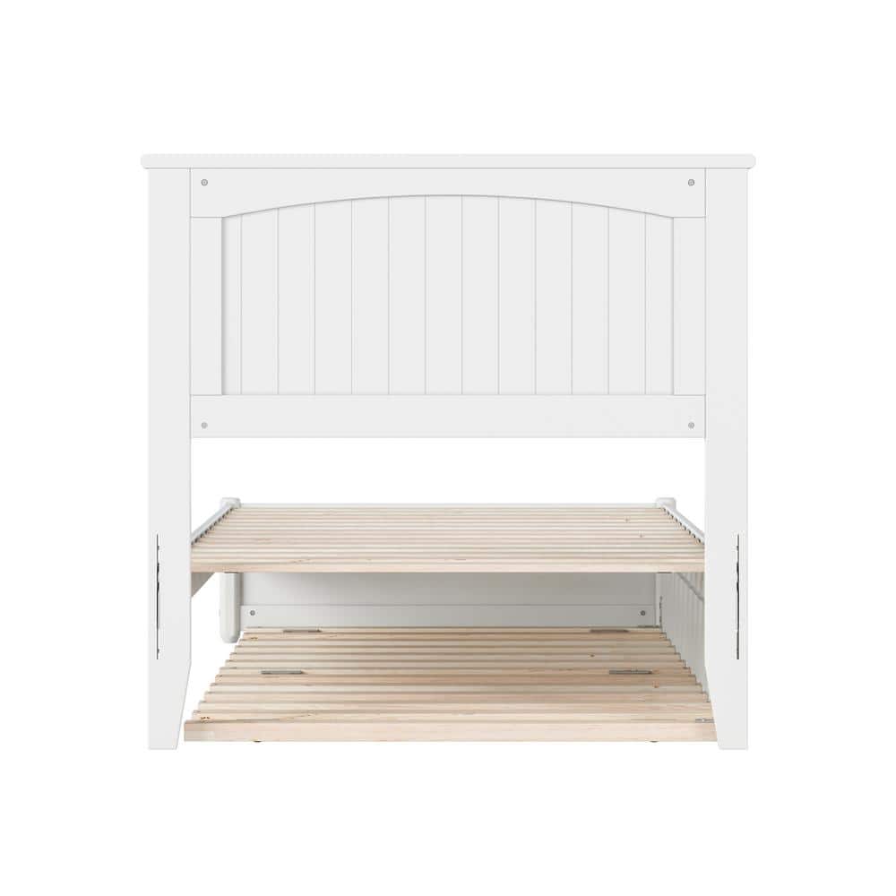 Malta Twin White Wood Platform Bed with Trundle and Slats