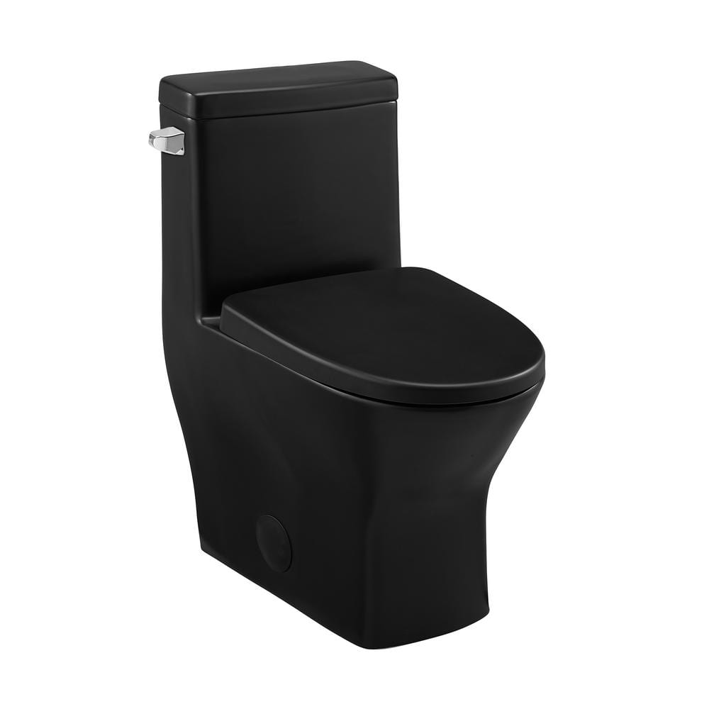 Sublime II 1-Piece 12 in. Rough-in 1.28 GPF Left Single Flush Round Compact Toilet in Matte Black price history on PriceWatchPro