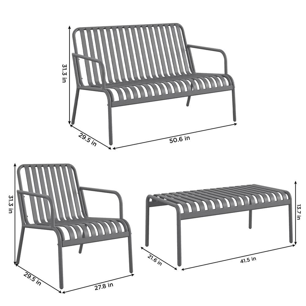 Charcoal Steel 4-Piece Outdoor Conversation Set