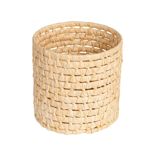 HOUSEHOLD ESSENTIALS Handwoven Corn Leaf Decorative Basket, Natural