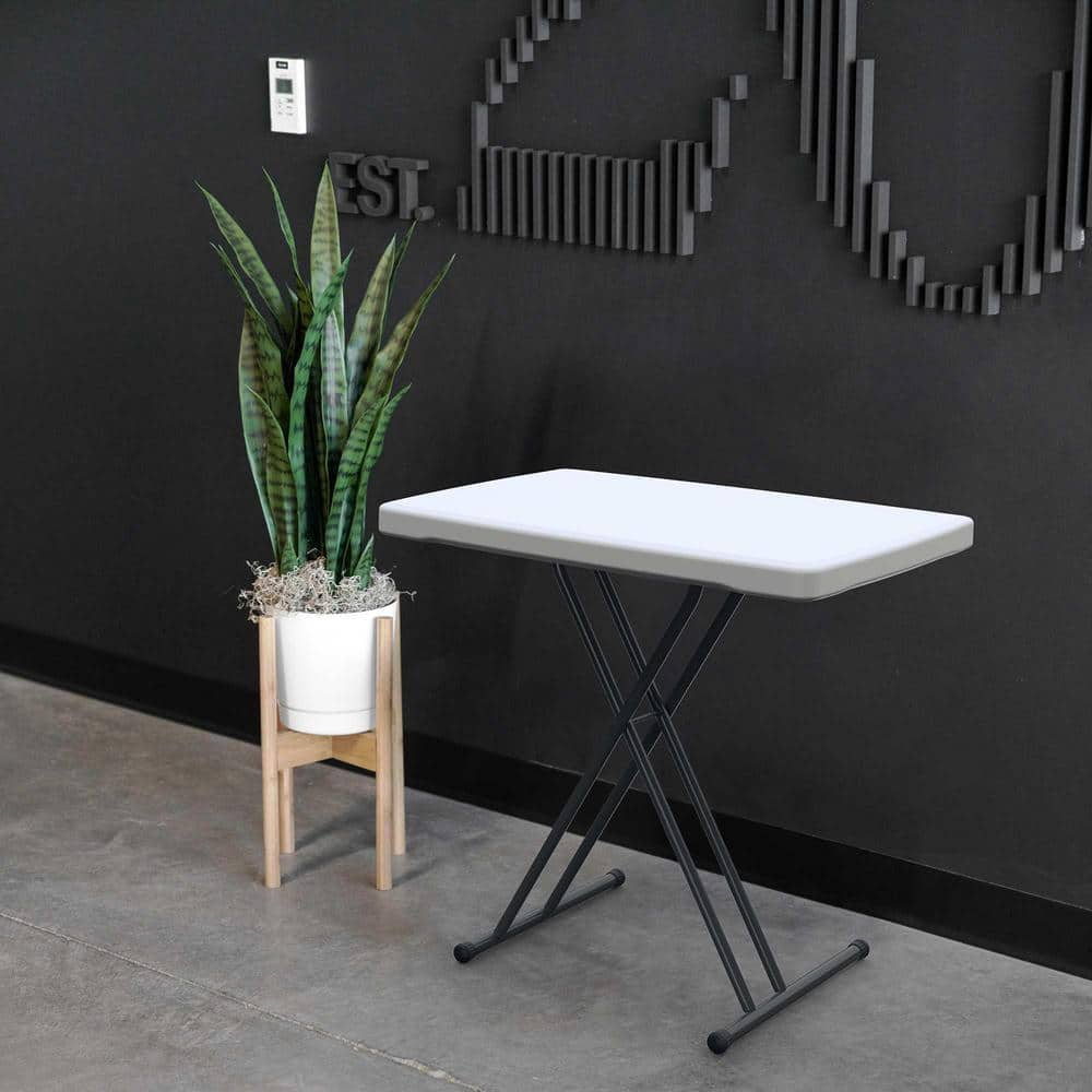 Adjustable White Granite Plastic Folding Table with X-Shaped Base