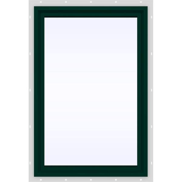 JELD-WEN 23.5 in. x 35.5 in. V-4500 Series Green Painted Vinyl Picture Window w/ Low-E 366 Glass