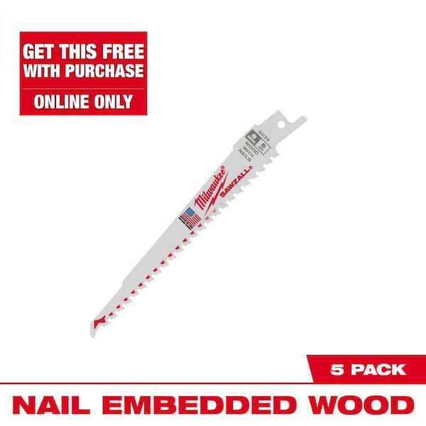 6 in. 5 TPI Thin Kerf Wood Cutting BiMetal SAWZALL Reciprocating Saw Blades (5-Pack)
