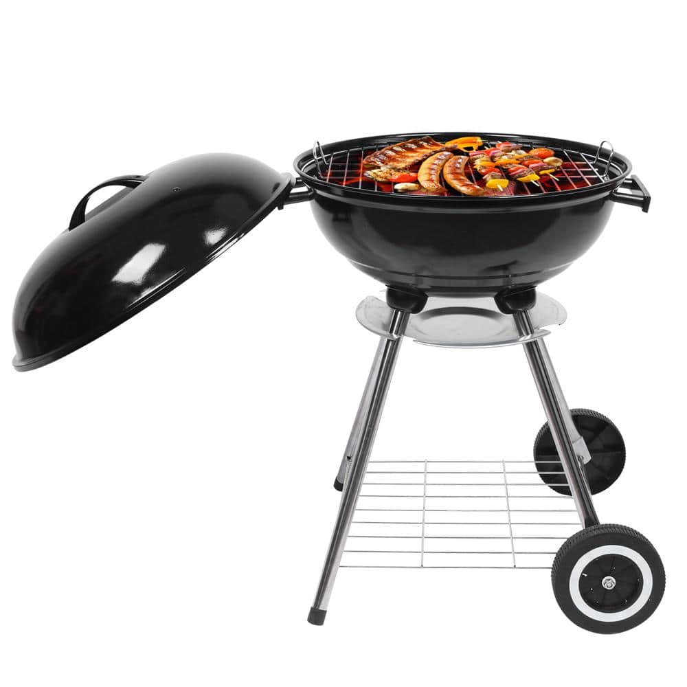 Karl home 18 in. Apple Charcoal Grill in Black with Wheels 258140239457 - The Home Depot