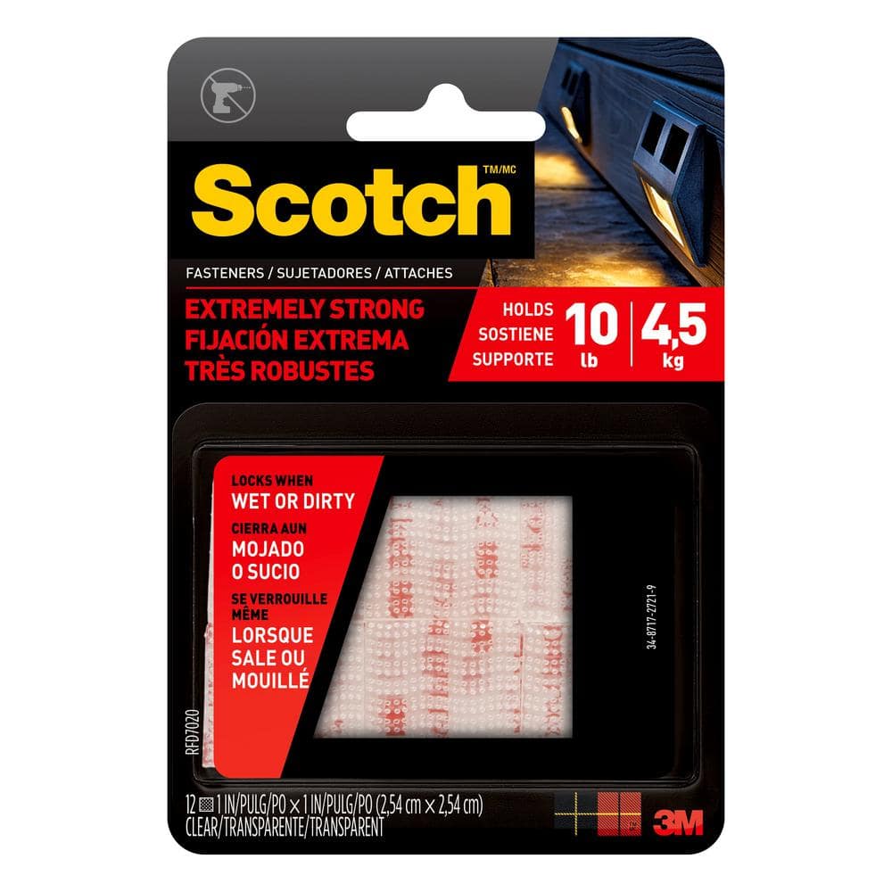 Scotch Permanent Mounting Squares, .5 x .5, Holds 1/2 lb., 96 Pieces 