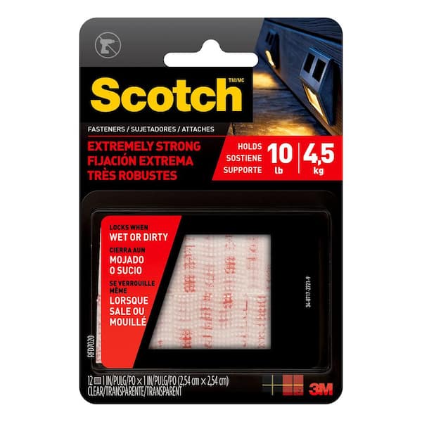 Scotch 1 in. x 1 in. Clear Extreme Fasteners (6 Sets-Pack)