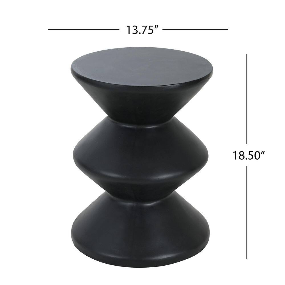 Beauden 13.75 in. Black Short Round Concrete End Table - thumbnail 5