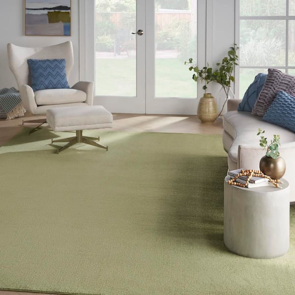 Essentials 10 ft. x 14 ft. Green Solid Contemporary Indoor/Outdoor Patio Area Rug