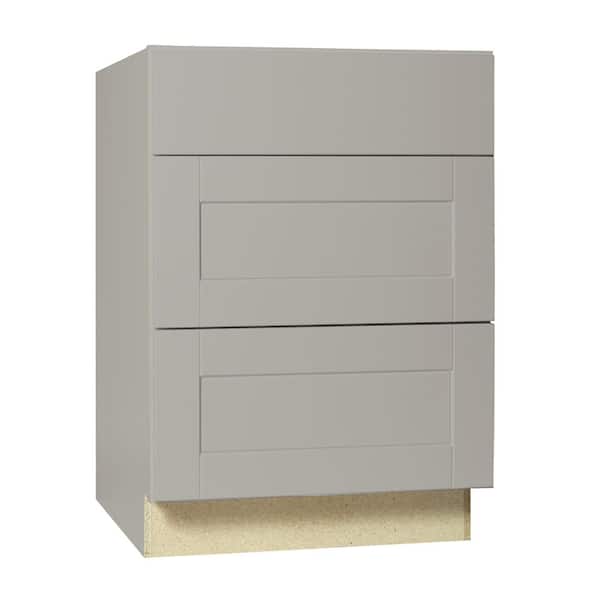 Hampton Bay Shaker 24 in. W x 24 in. D x 34.5 in. H Assembled Drawer Base Kitchen Cabinet in Dove Gray with Drawer Glides