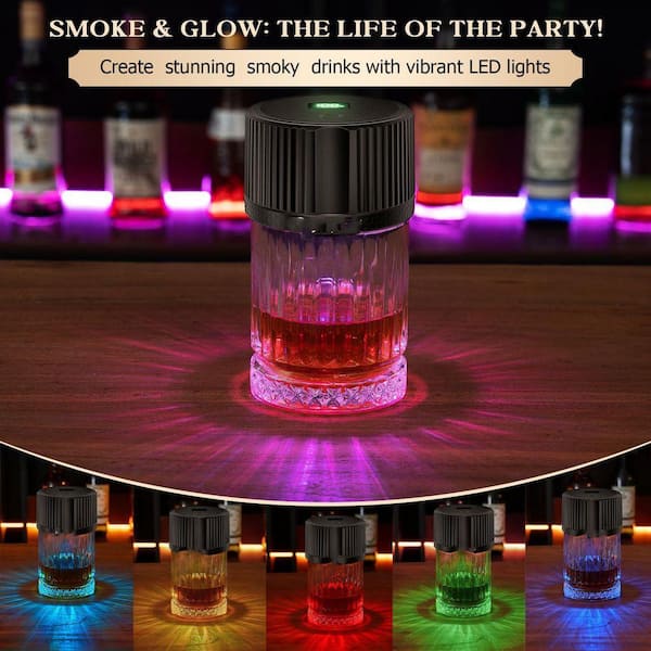 Lynzavix Clear Glass Electric Cocktail Smoker Kit with LED Lights