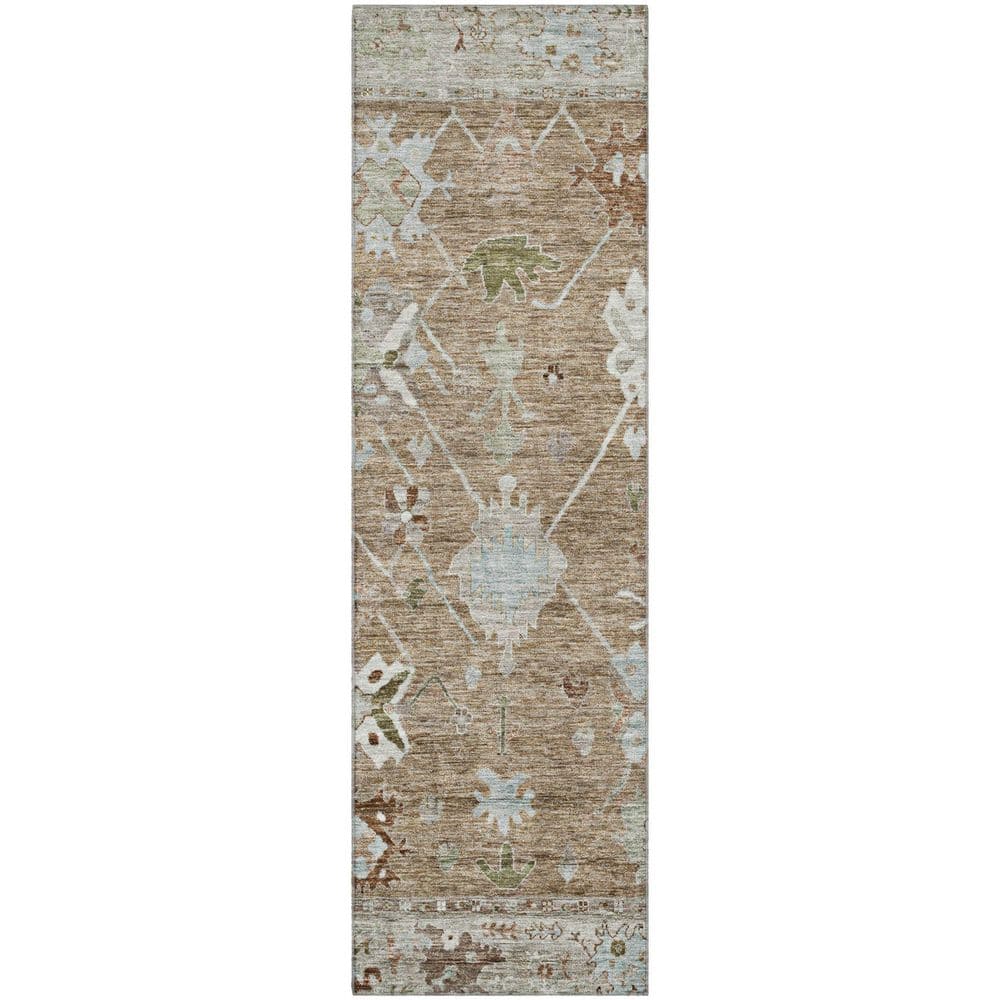 Mayfield Premium Machine Washable Abstract AMF2025 Brown 2 ft. x 7 ft. Runner Rug price history on PriceWatchPro
