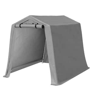6 ft. W x 8 ft. D x 7 ft. H Steel Frame Polyethylene Gray Carports Portable Garage/Shed
