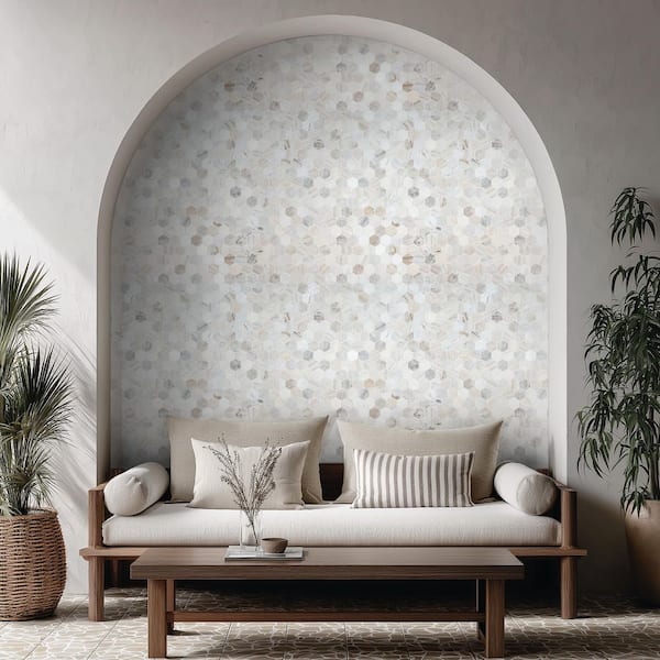 Angora 2 in. Hex 12 in. x 12 in. x 0.38 in. Polished Marble Mesh-Mounted Mosaic Floor and Wall Tile (9.8 sq. ft./case)