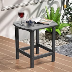 Adirondack Side Table Outdoor End Tables HDPE Humidity-Proof for Deck, Lawn, Garden, Porch, Backyard End Table in Gray