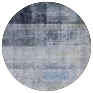 Chantille ACN568 Navy 8 ft. x 8 ft. Round Machine Washable Indoor/Outdoor Geometric Area Rug