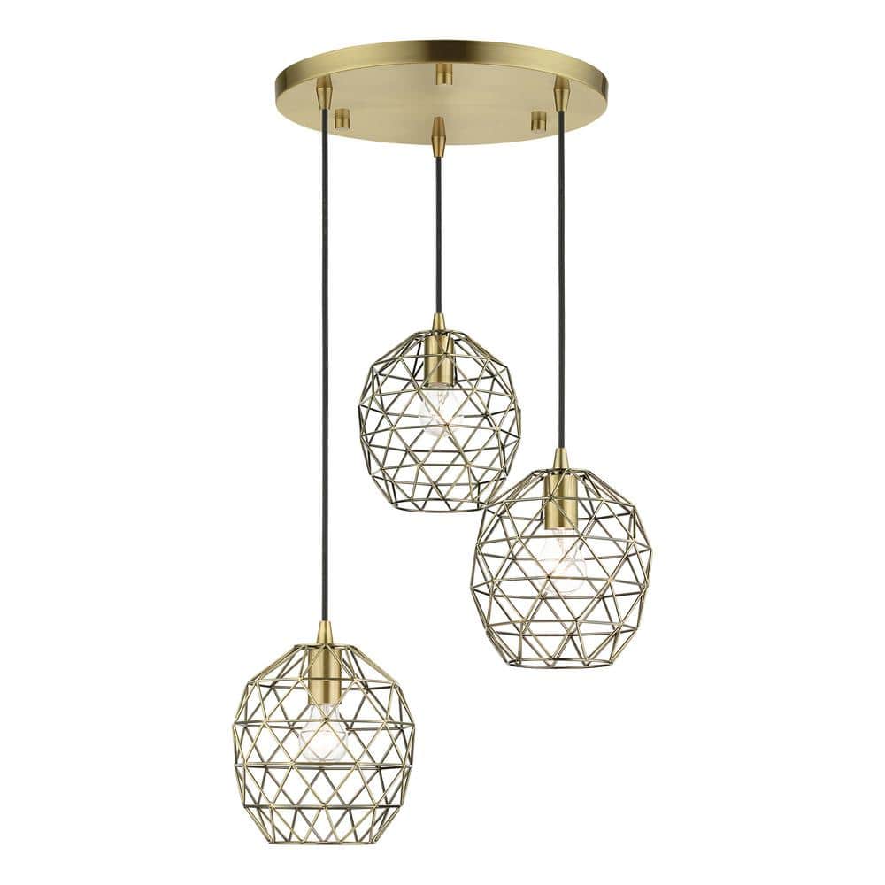 Geometrix Antique Brass 3-Light Indoor/Outdoor Pendant
