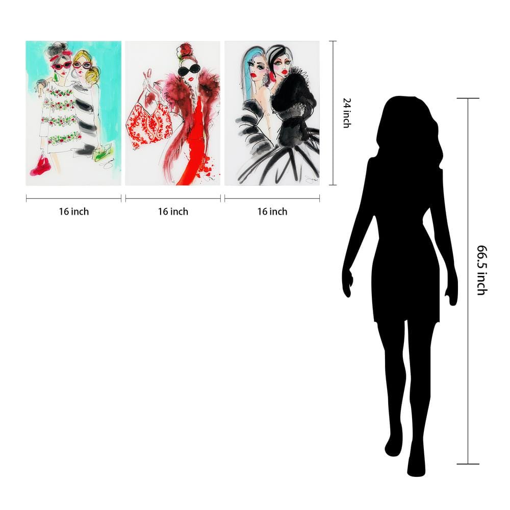 Fashion Show Frameless Tempered Glass Wall Art Set