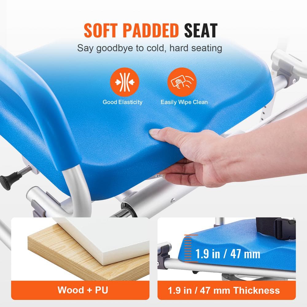 Blue Adjustable Plastic Sliding Tub Transfer Bench with Safety Belt