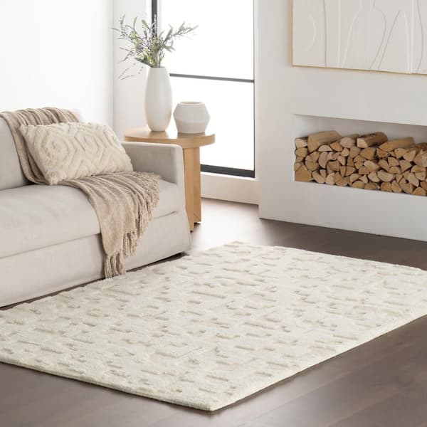 Alora Hand Knotted Wool Natural 5 ft. x 8 ft. Indoor Area Rug