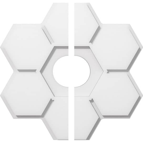 Ekena Millwork 1 in. P X 6-1/4 in. C X 18 in. OD X 4 in. ID Daisy Architectural Grade PVC Contemporary Ceiling Medallion, Two Piece