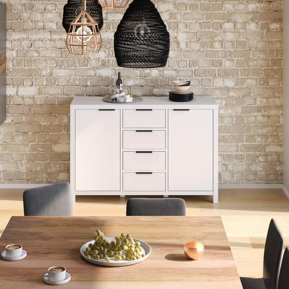 Hollander White Solid Wood Adjustable Sideboard Buffet